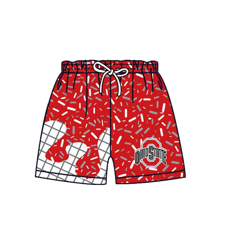 Custom moq 5 mix size milk silk summer teams Camo Hooded Short Sleeve Top Shorts Set Ice Cream Drips Red Hooded Top with Matching Shorts For Kids