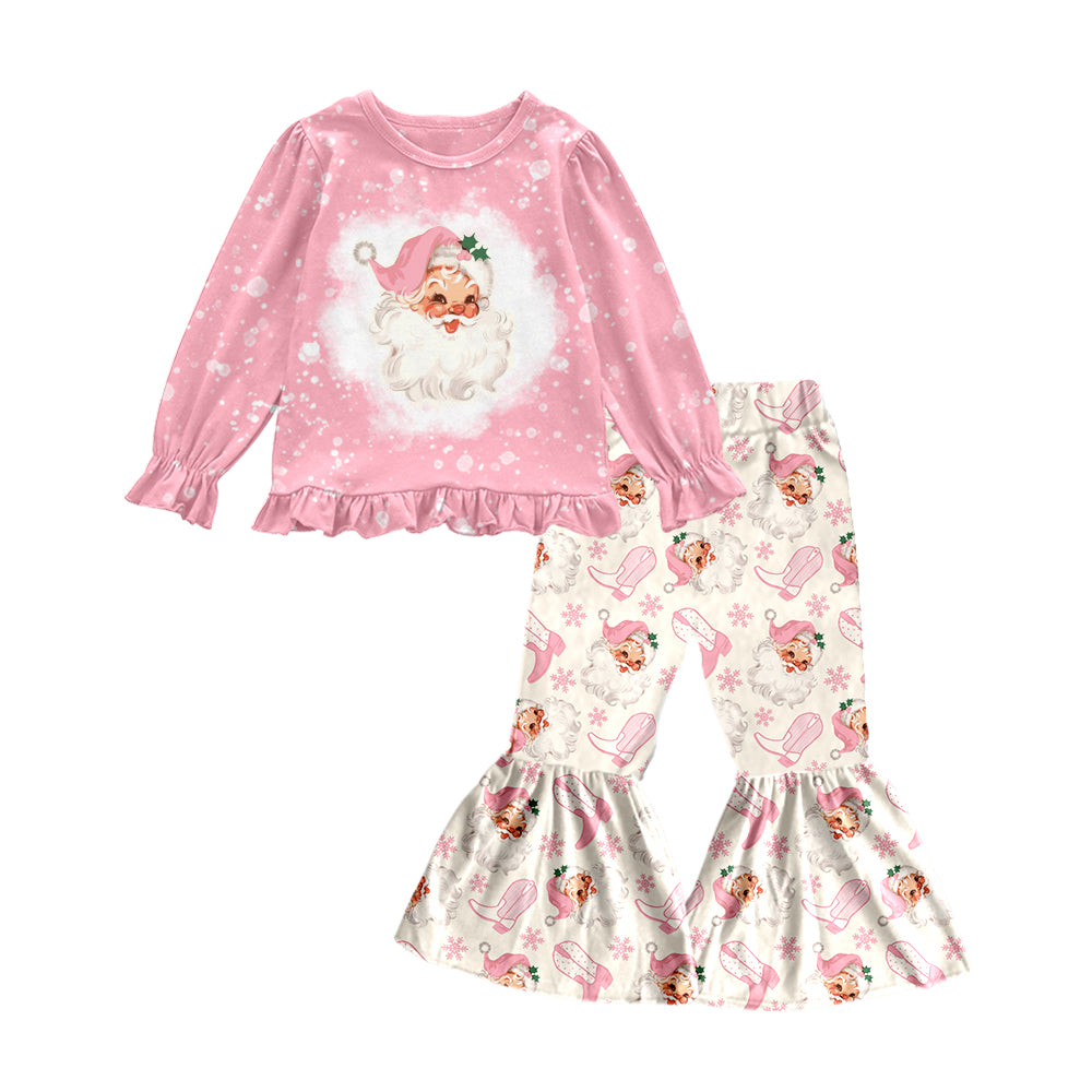 5.22custom each style moq 5eta 4-5week Sibling Sister Christmas Santa Claus pink girls outfits and dress match family design