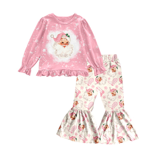 5.22custom each style moq 5eta 4-5week Sibling Sister Christmas Santa Claus pink girls outfits and dress match family design