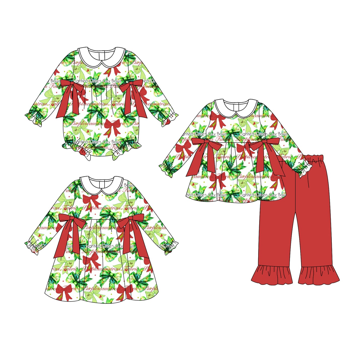 25.6.26 custom each style moq 5eta 4-6week Sibling Sisters Christmas bow baby girl long sleeve pants sets and dress and rompers match family design