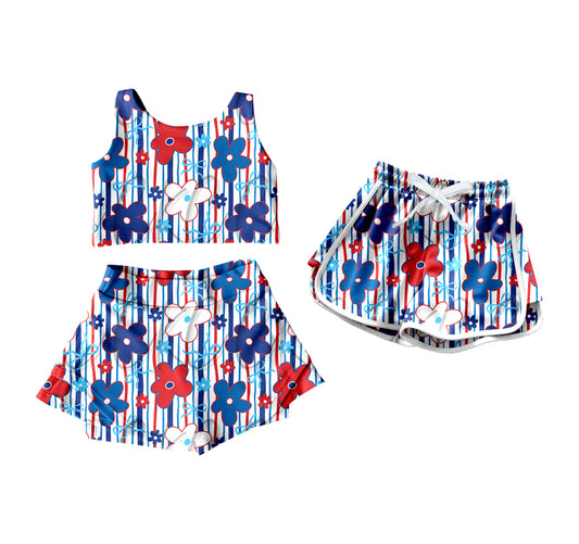4.18 custom each style moq 5eta 4-6week Sibling Sister floral bow baby girls clothes Short sleeve yoga dress and shorts match family design