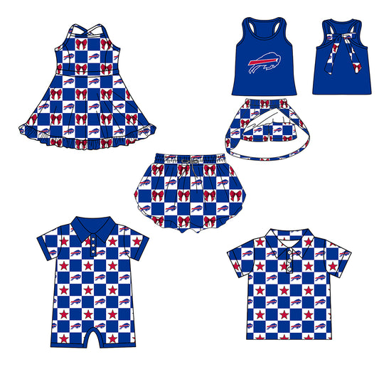 Custom moq 5 mix size milk silk summer teams Baby Girl Blue Sleeveless Top Skirts Set Dress And Shorts Yoga Outfit Boy's Short-Sleeved Polo Shirt And Romper