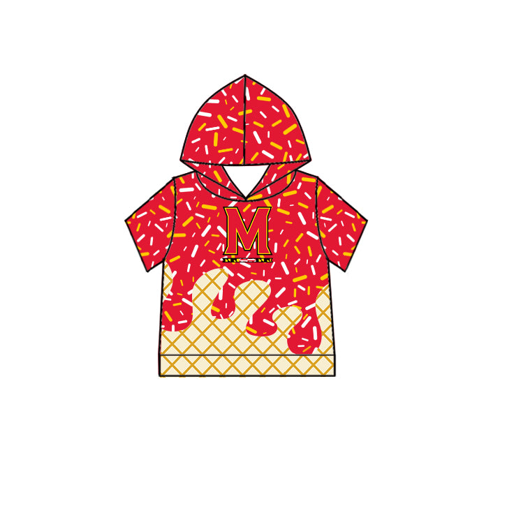 Custom summer teams baby girls clothes team red hooded long sleeve tops and short sleeve top and dress and pants and shorts-25.5.29