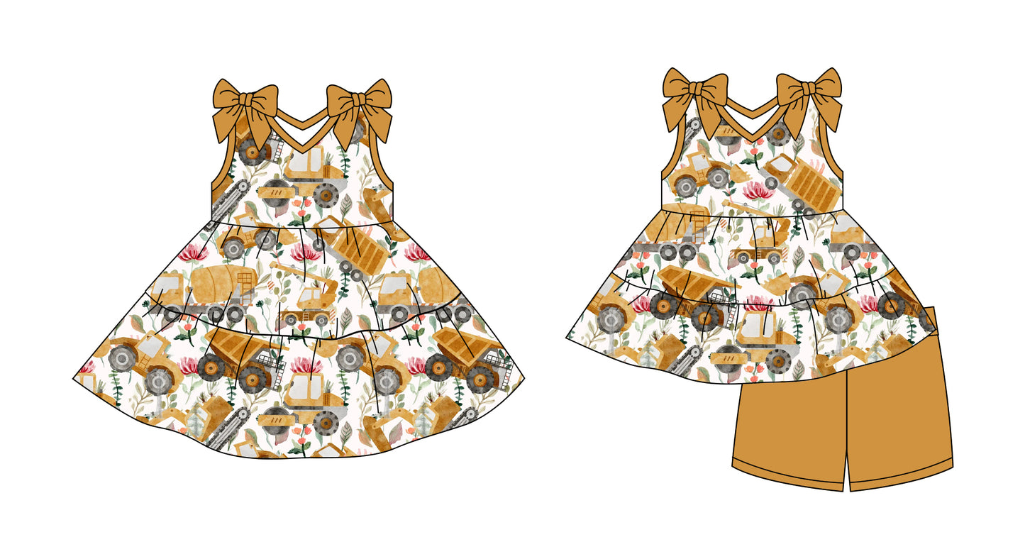 3.1 custom each style moq 5eta 4-6week Sibling Sister baby girl short sleeve shorts sets and dresses match design