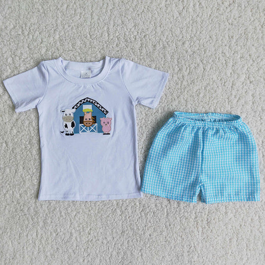 B18-12 Baby boys Farm lattice outfits