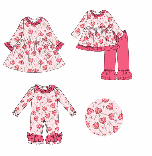 25.9.4 custom each style moq 5eta 4-6week Sibling Sisters love baby girl long sleeve pants sets and dress and rompers match family design