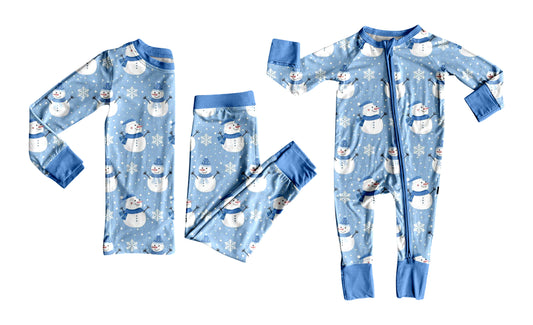 25.7.3 custom each style moq 5eta 4-6week Sibling Sisters snowman blue baby boy long sleeve pants sets and rompers match family design