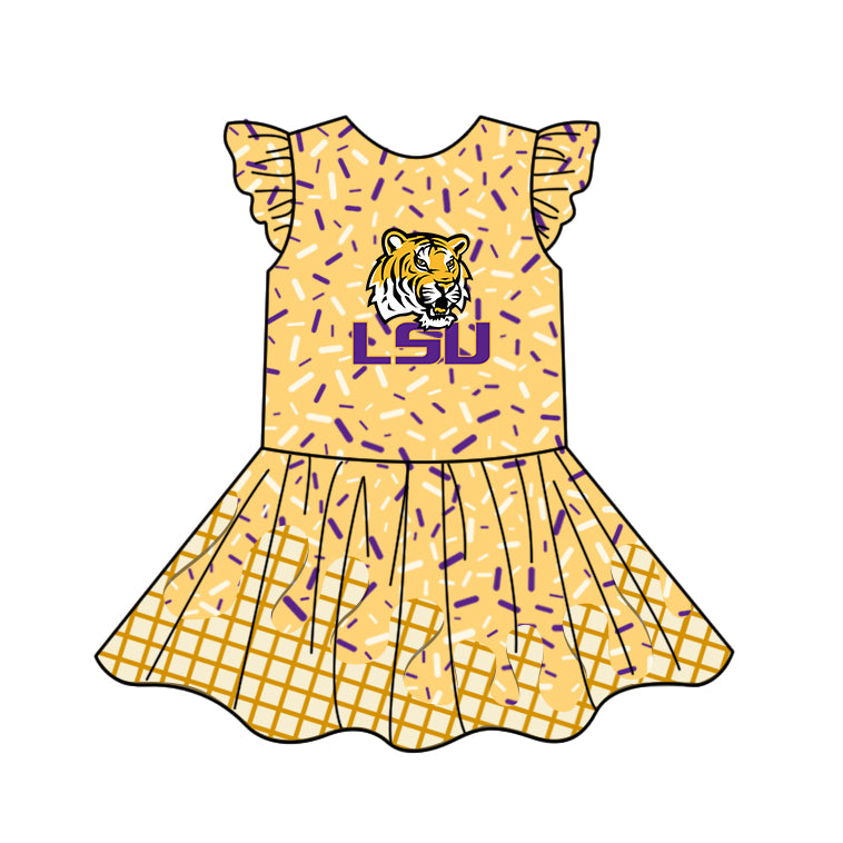 Custom summer teams baby girls clothes team gold hooded long sleeve tops and dress and skirts and shorts 1 and shorts 2-25.5.8