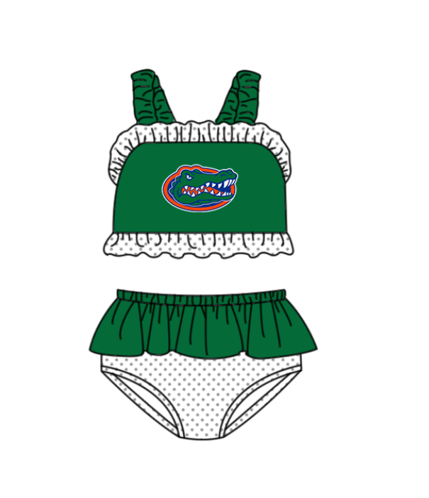 Custom moq 5 mix size milk silk summer teams baby girl boys clothes Green Two-Piece Swimsuit Set One Piece Swimsuits boy swim trunks