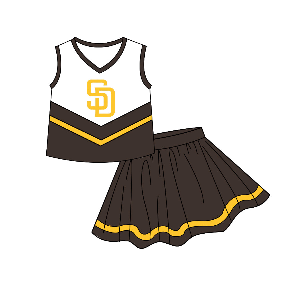 Custom moq 5 mix size milk silk summer teams Girls Long Sleeve Brown Top Matching Short Sleeve Set Boys Tops