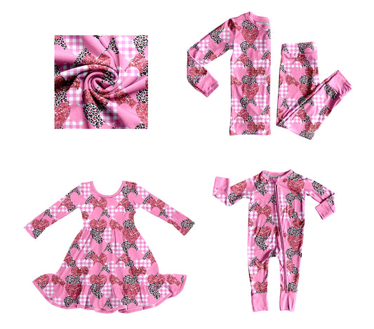 25.9.20 custom each style moq 8 eta 6-8week Sibling Sisters love leopard baby girl long sleeve pants sets and dress and rompers match family design
