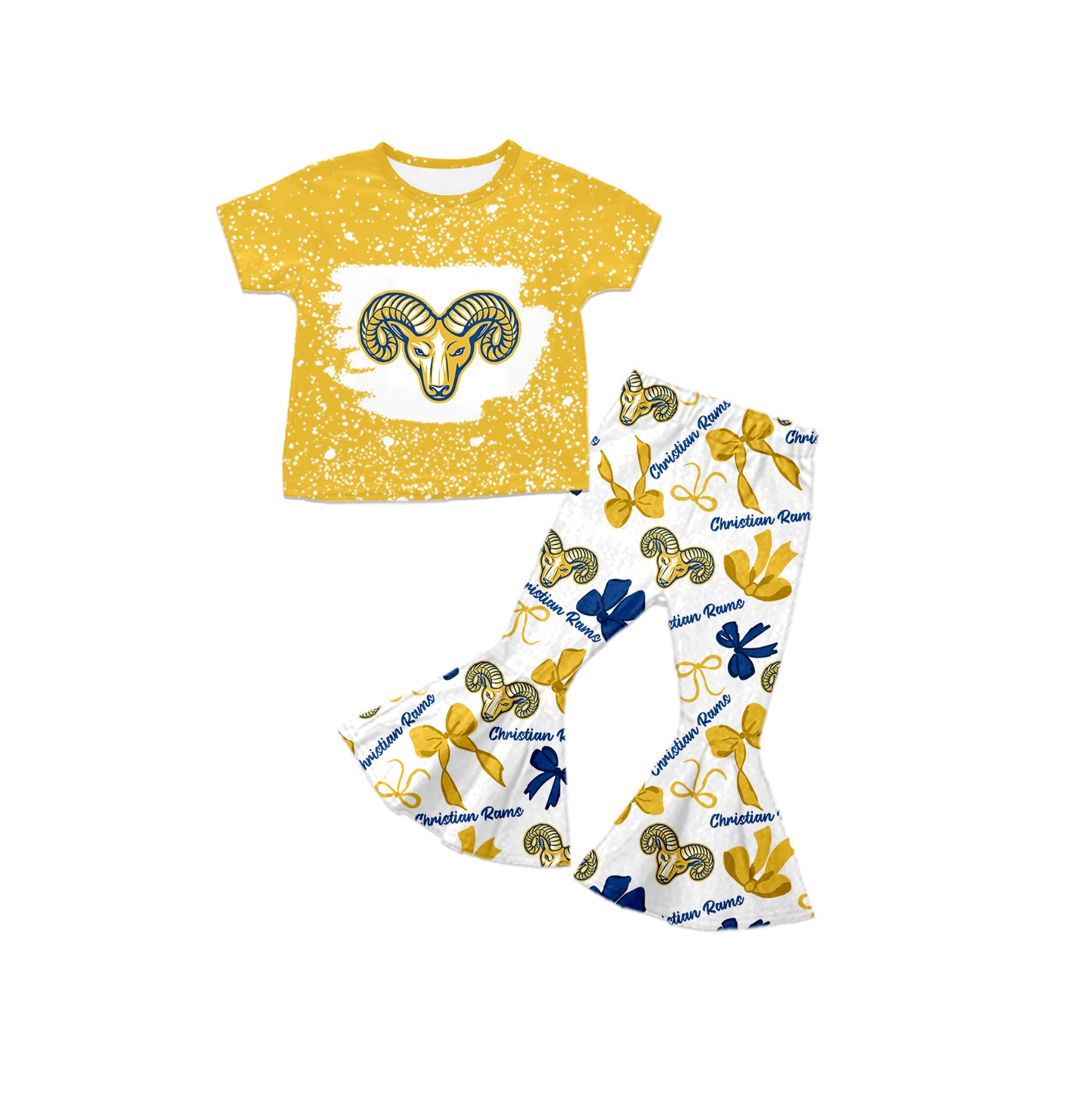 Custom moq 5 mix size milk silk summer teams baby girls clothes bow yellow short sleeve pants sets and hooded long sleeve pants sets-25.7.24