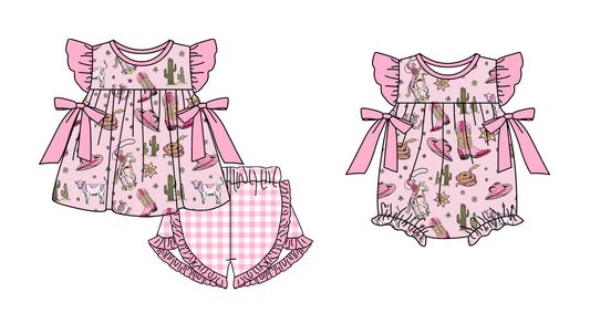 3.26 custom each style moq 5eta 4-6week Sibling Sister boot hat baby girl short sleeve shorts sets and romper match design