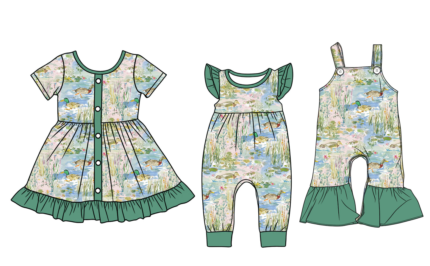 25.12.15 custom each style moq 5 eta 6-8week Sibling Sister duck baby short sleeve romper and dress and jumpsuit match design