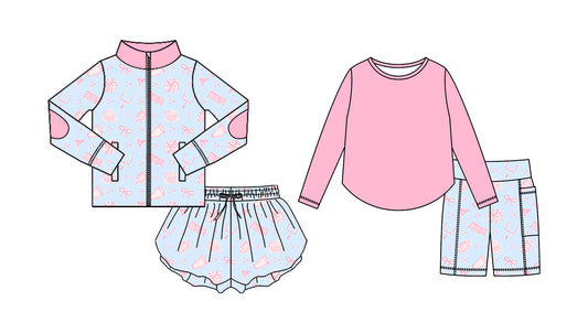 25.8.30 custom each style moq 5eta 4-6week Sibling Sisters baby girl long sleeve shorts sets and skirts sets match family design