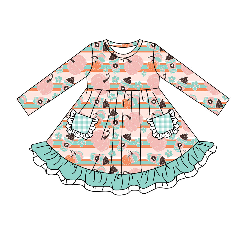 6.4 custom each style moq 5eta 4-5week Sibling Sister pumpkin girls outfits and dress and baby romper and jumpsuit match family design