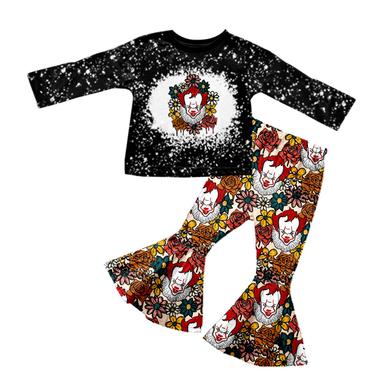 6.20 custom each style moq 5eta 4-6week floral black long sleeve pants baby girls sets