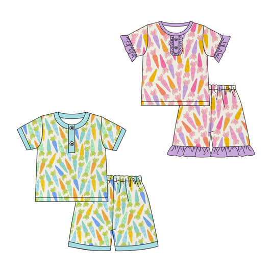 25.11.14 custom each style moq 5 eta 6-8week Sibling Sisters easter bunny baby girl boy clothes short sleeve shorts sets 2 match family design