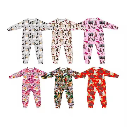 Custom moq 5 each style eta 6-7weeks baby girl clothes Christmas long sleeve romper 6-25.7.25