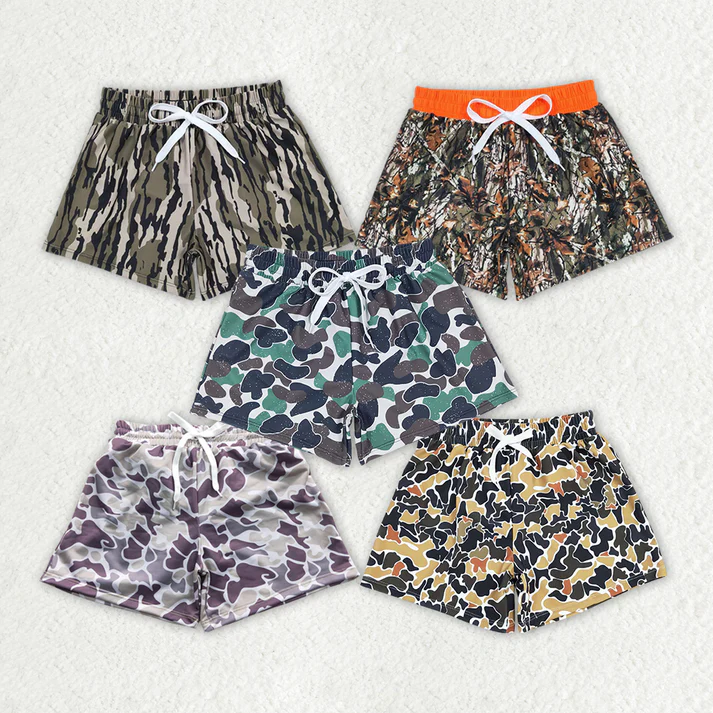 RTS NO MOQ Baby Boys Camo Print Summer Trunks Swimsuits Swimwears