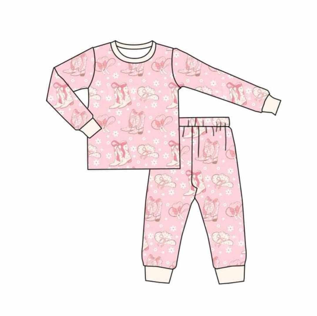 Custom moq 3 eta 6-8weeks Girls' long sleeve and long pants pajamas set