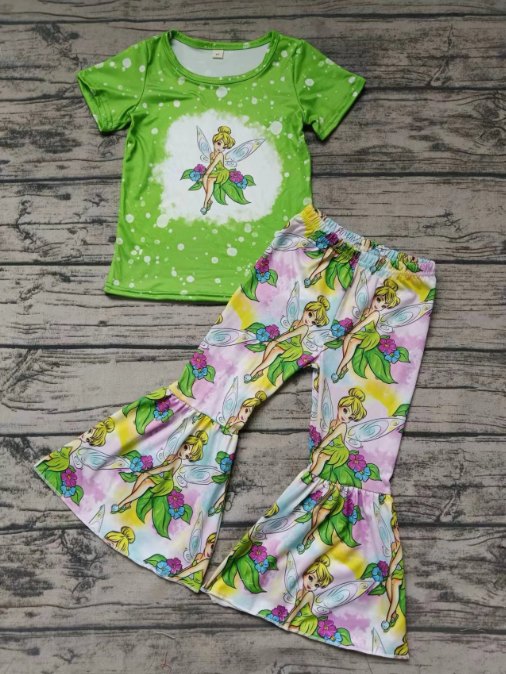 Summer girl green short sleeve trousers suit