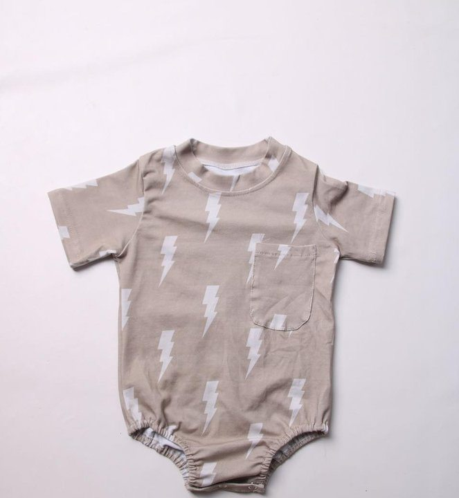 custom moq 5 eta 6-7 weeks Lightning Brown Short Sleeve Western Romper