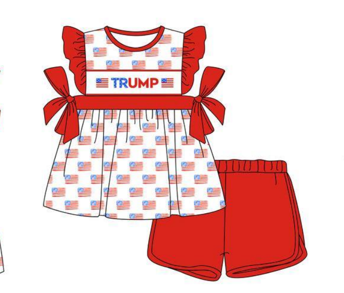 custom moq 5 eta 6-7weeks Red short-sleeved shorts suit girls sets