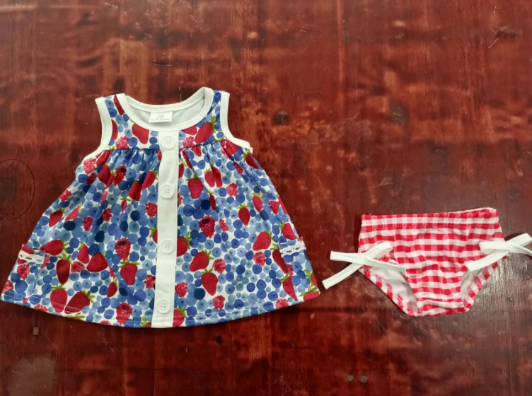 blue red strawberry bummies sets