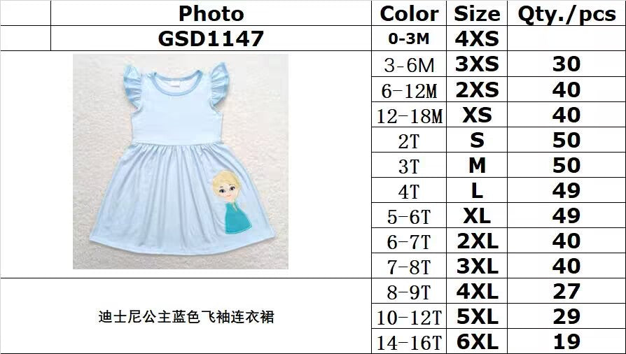 Cute Clothes  GSD1147 Blue Baby Girl's Dress with Sleeves Cute Clothing
