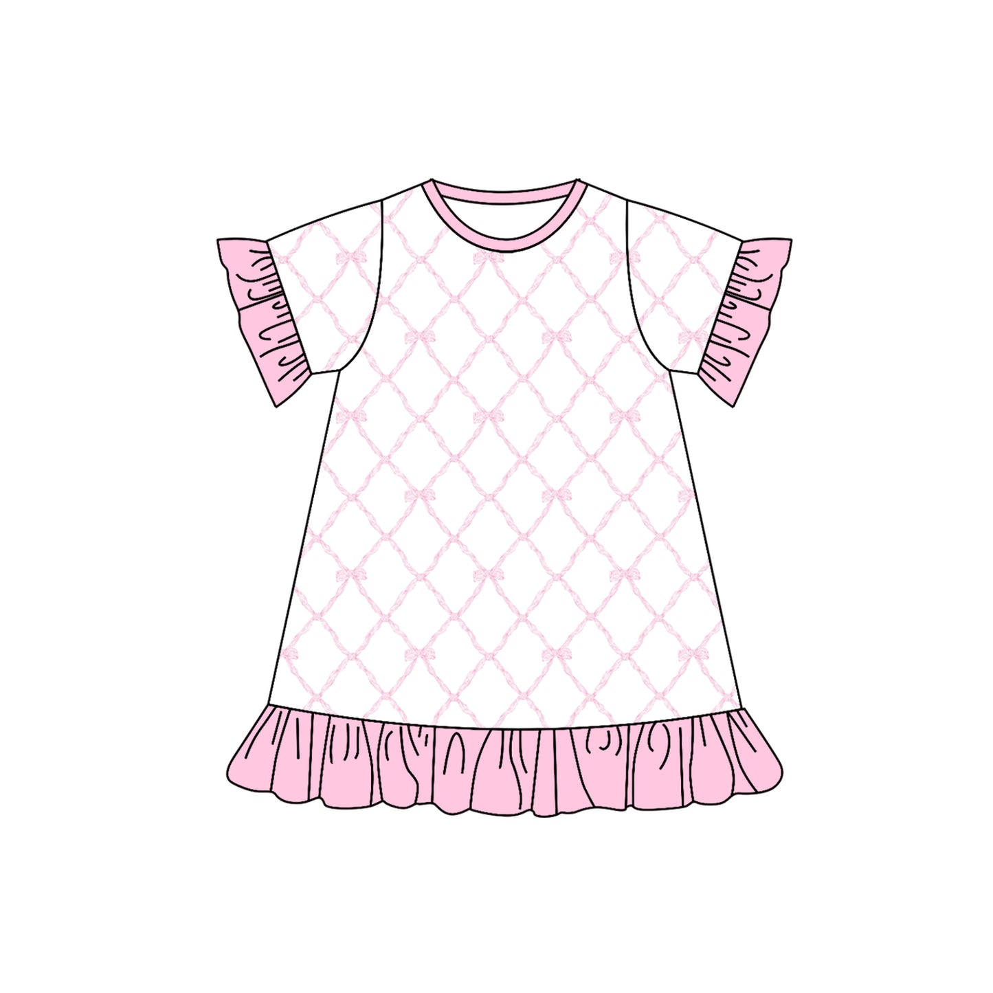 7.16 custom each style moq 5eta 4-6week Sibling Sister bow pink baby girls short dress 1 and dress 2 and dress 3 match family design