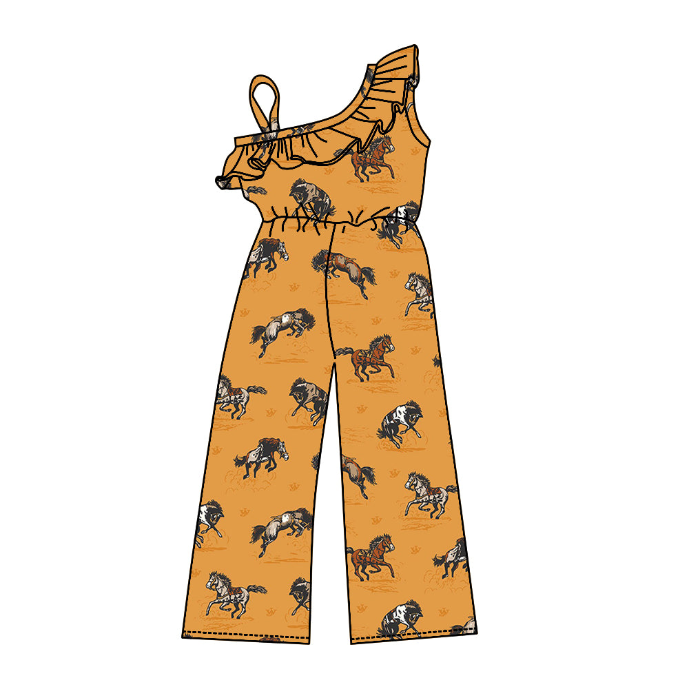 8.27 custom each style moq 5eta 4-6week baby girls clothes horse orange long sleeve baby girls jumpsuit
