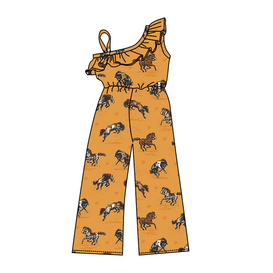 8.27 custom each style moq 5eta 4-6week baby girls clothes horse orange long sleeve baby girls jumpsuit