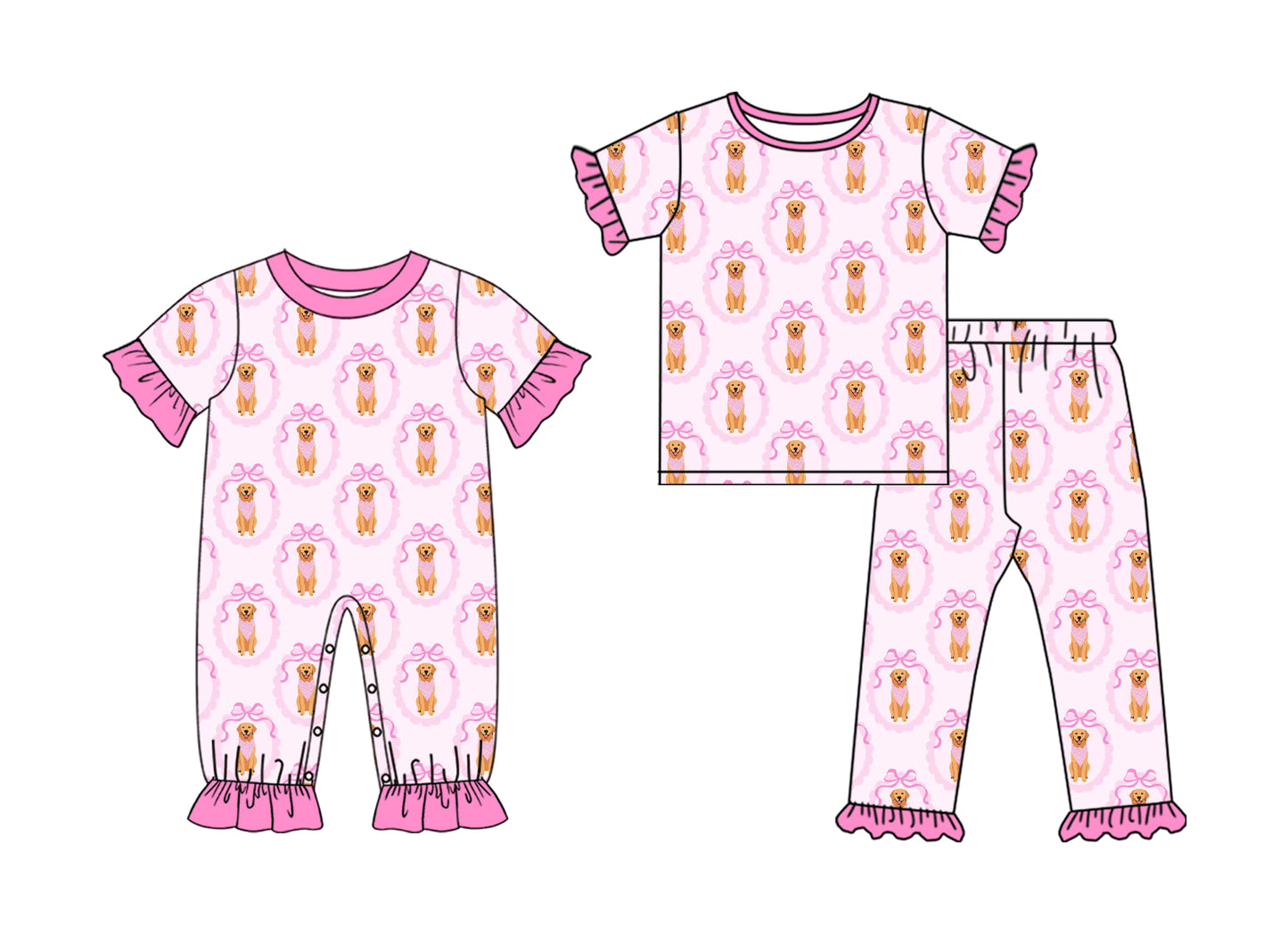 25.10.20 custom each style moq 5 eta 6-8week Sibling Sisters puppy bow baby girl clothes short sleeve pants sets and romper match family design