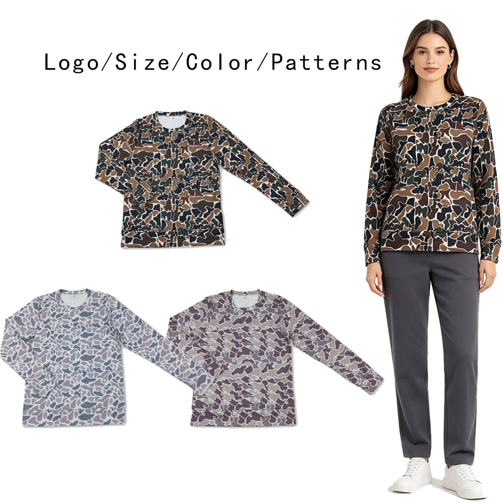 RTS NO MOQ Sibling yoga fabric Adult Women Camo Long Sleeve Yoga Tee Shirts Top