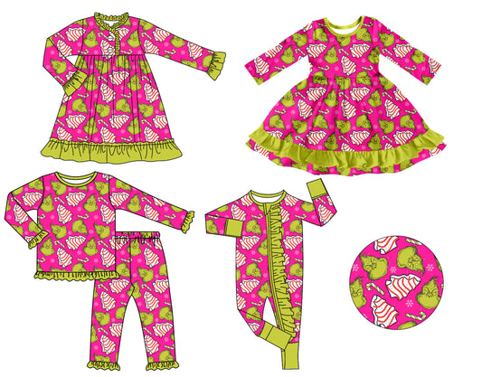 25.8.16 custom each style moq 5 eta 4-6week Sibling Sisters Christmas baby girl long sleeve pants sets and romper and dress 1 and dress 2 match family design