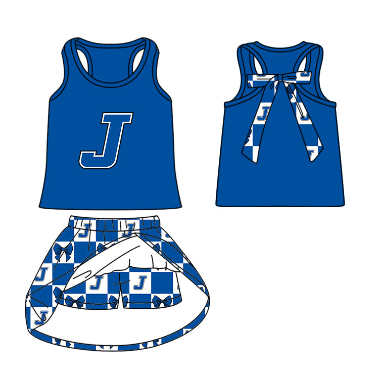 Custom moq 5 mix size milk silk summer teams Baby Girl Blue Sleeveless Top Skirts Set Dress And Shorts Yoga Outfit Boy's Short-Sleeved Polo Shirt And Romper