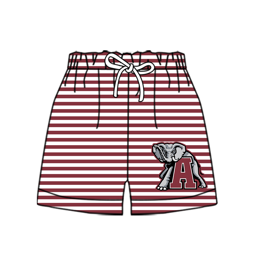 Custom moq 5 mix size milk silk summer teams Baby Red Striped Drawstring Shorts for Children Elastic Waist Kids Summer Shorts