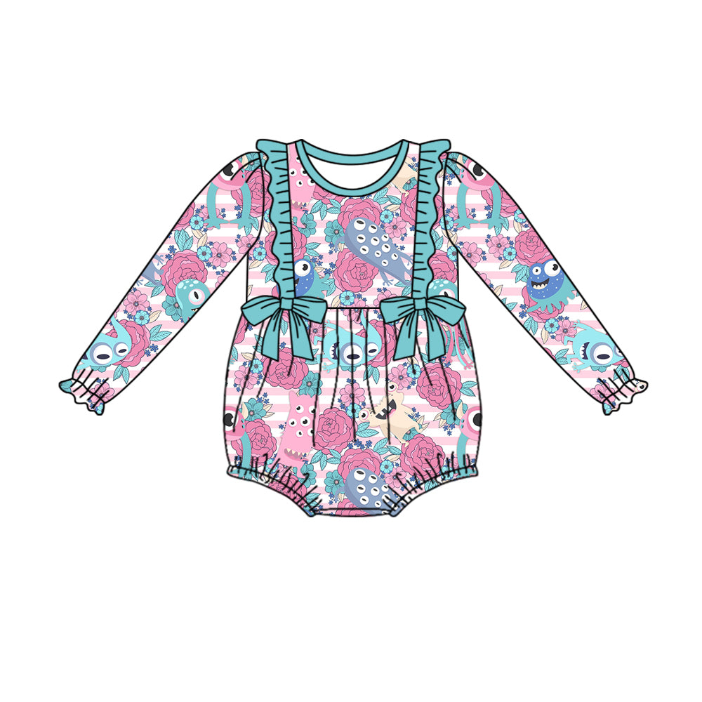 6.4 custom each style moq 5eta 4-6week Sibling Sister floral teal baby girls outfits and dress and baby romper match family design