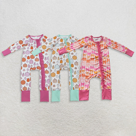 RTS NO MOQ Sibling milk silk Baby Long Sleeve Bow Two Way Zipper Ruffle Cute Rompers