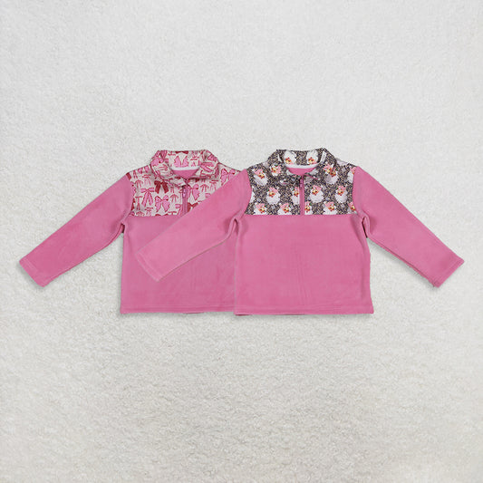 RTS NO MOQ Sibling Baby girl clothes plush zip-up long-sleeved topa fleece