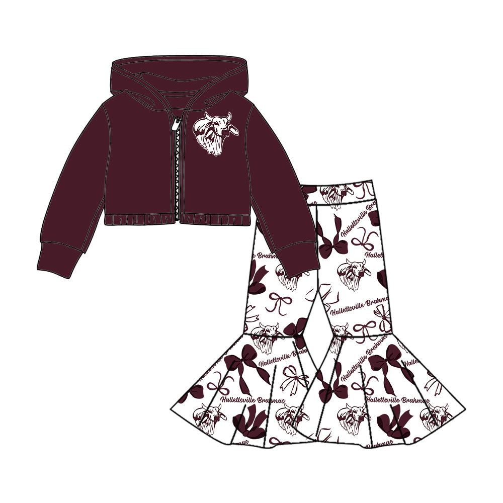 Custom moq 5 mix size milk silk summer teams baby girls clothes bow brick red short sleeve pants sets and hooded long sleeve pants sets-25.7.23