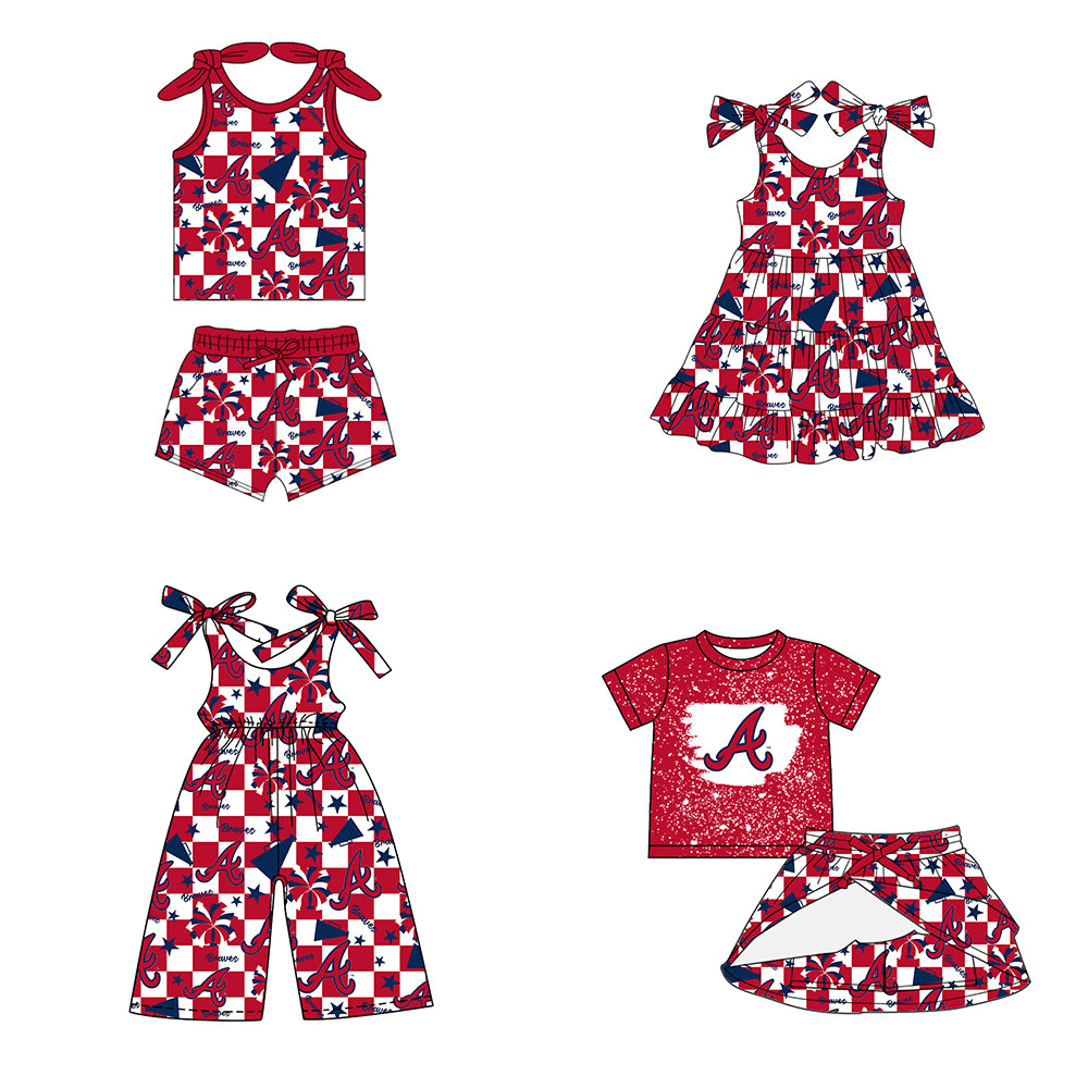 Custom moq 5 mix size milk silk summer teams baby girls clothes team red sleeveless shorts sets and skirts sets and dress and jumpsuit-25.7.16