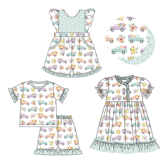 12.11 custom each style moq 5eta 4-6week Sibling Sister baby girl short sleeve shorts sets and dress and jumpsuits match family design