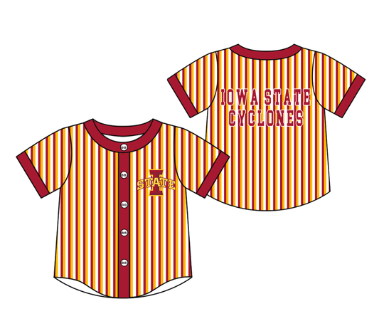 Custom moq 5 mix size milk silk summer teams Red Striped Orange Short-Sleeved Button-Down Shirt for Baby Boy Outfit
