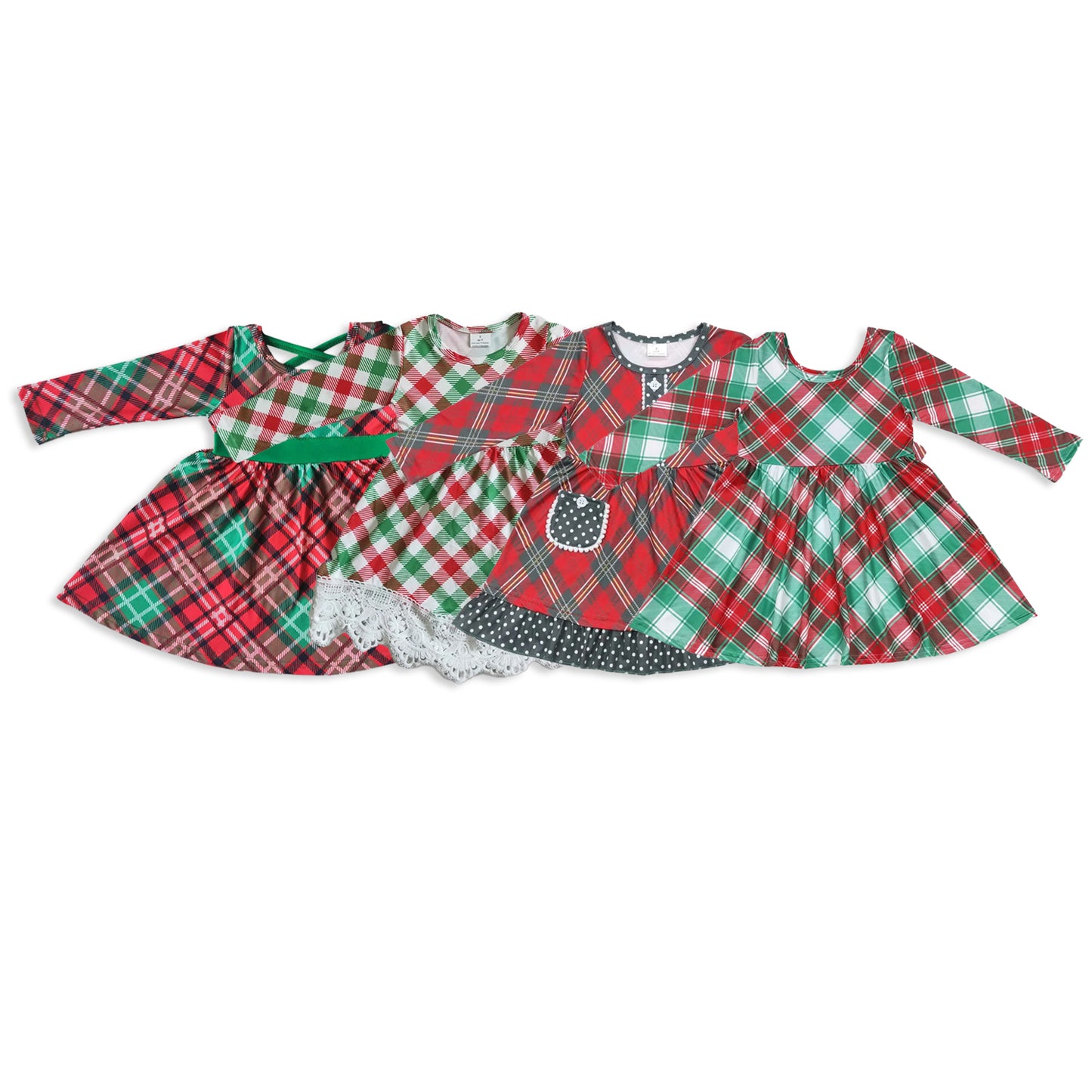 RTS NO MOQ Sibling baby girl clothes Christmas long sleeve dresses
