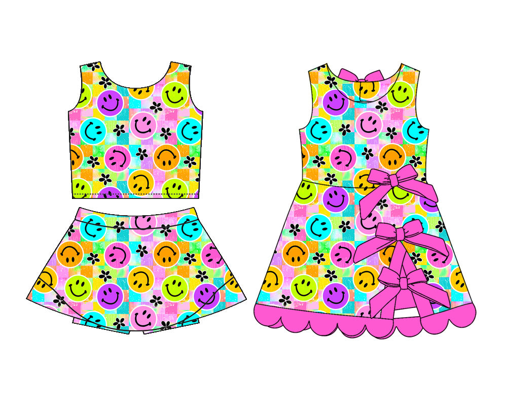 3.12 Custom moq 5 mix size Sibling Baby Girls Plaid Sleeveless Top And Skirt Sets Dress Yoga Outfit