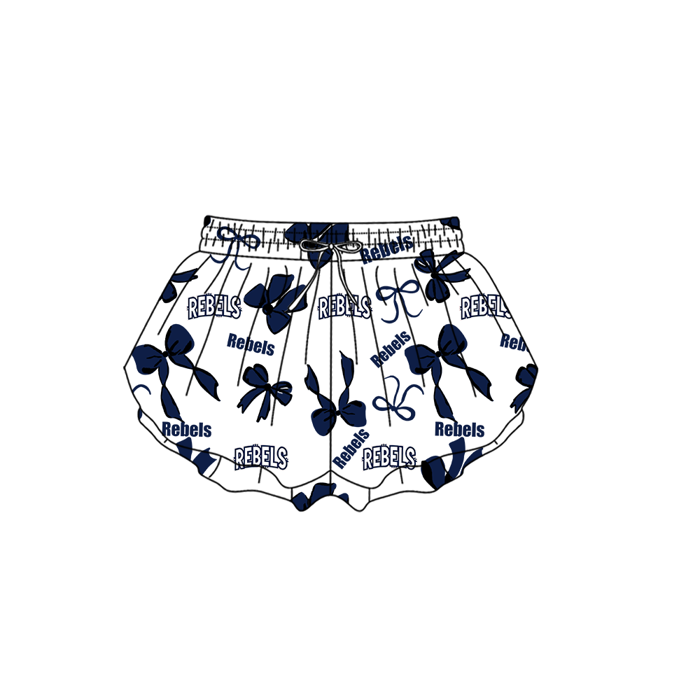 custom moq 5 mix size MSD072901 Baby Girls Bows Print White Yoga Shorts Casual Active Wear Bottoms