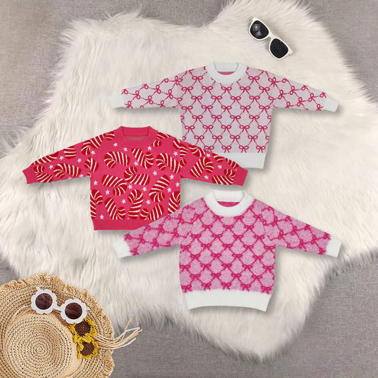 RTS NO MOQ Sibling baby girls clothes Christmas Sweater High quality sweater fabric in stock