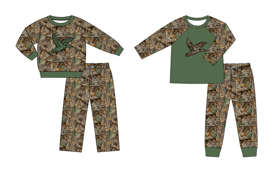 (Pre Order) No moq milk silk Baby Boys Hunting Camo Duck Long Sleeve Top Pants Set